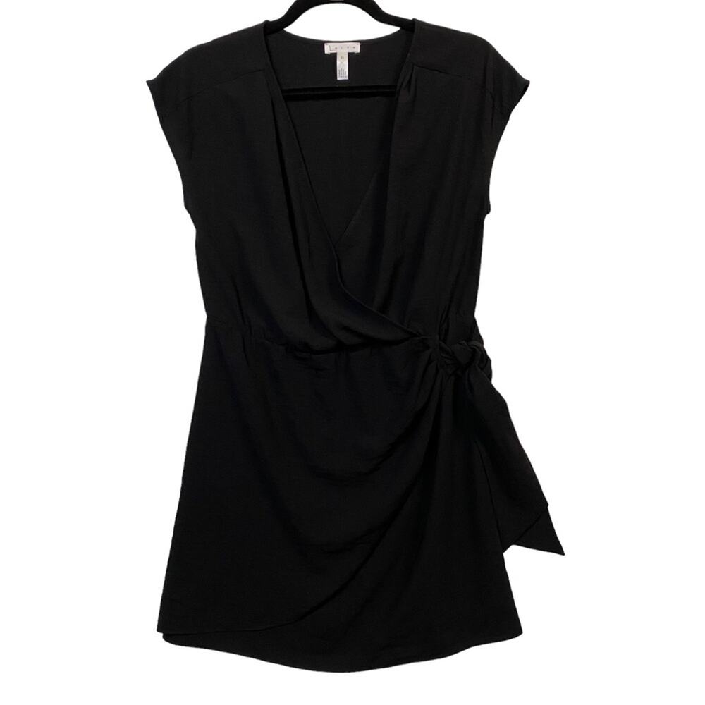 Leith Black V-Neck Faux Wrap Dress Size Extra Small